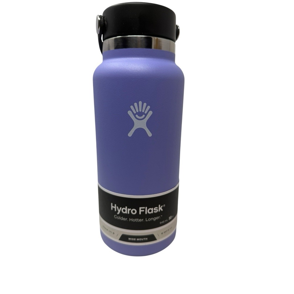 Hydro Flask 32 oz Wide Mouth Water Bottle - Lupine Purple w/ Flex Cap, Leakproof